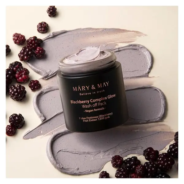 Mary & May Blackberry Complex Glow Wash Off Pack Oo mască de față revigorantă din argilă de mure Volum 125 g