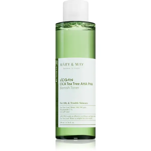 Mary&May Cica Tea Tree AHA PHA calmant tonic pentru ten acneic 200 ml