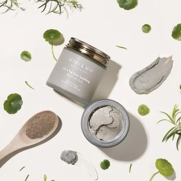 Mary & May Cica Tea Tree Soothing Wash Off Pack Mască de față cu argilă liniștitoare cu centella asiatică Volum 30 g