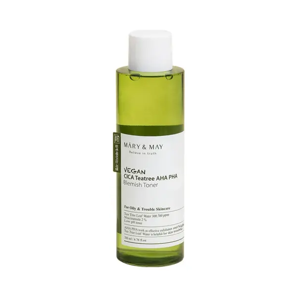 Mary & May – Vegan CICA Tea Tree + AHA PHA Blemish Toner, 200ml