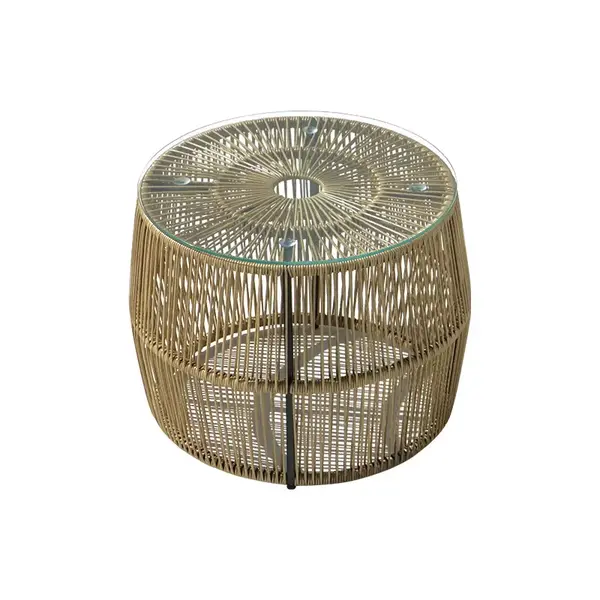 Masa Adela pakoworld din ratan-sticla in culoarea naturala D47x38cm Masa Adela pakoworld din ratan-sticlă în culoarea naturală D47x38cm