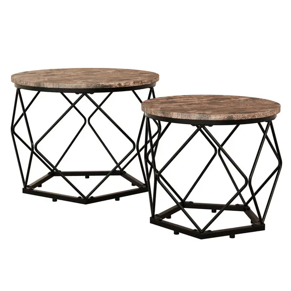 Masă Auxiliară din metal, material pe bază de lemn, 50/40/50 cm