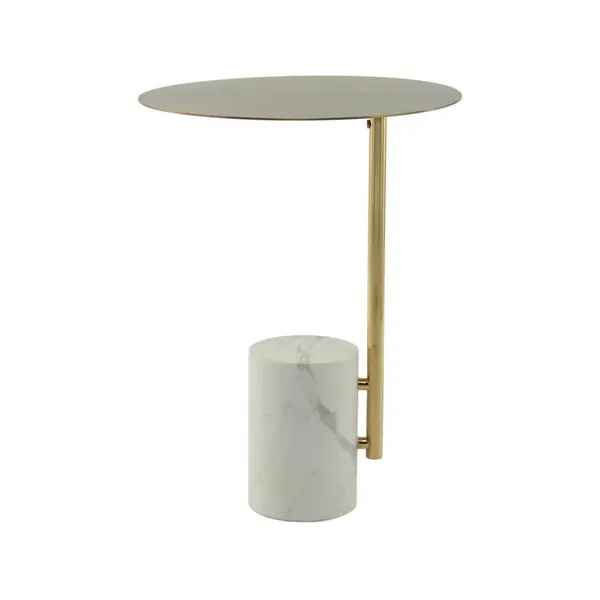 Masă Auxiliară din metal, piatră, 40/40/54 cm