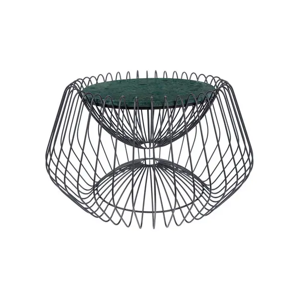Masă Auxiliară din metal, piatră, 60/60/35 cm
