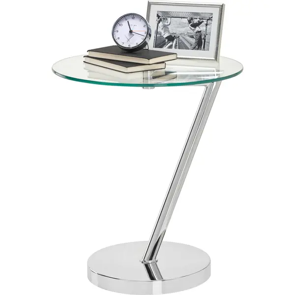Masă Auxiliară din metal, sticlă, 45/45/52 cm