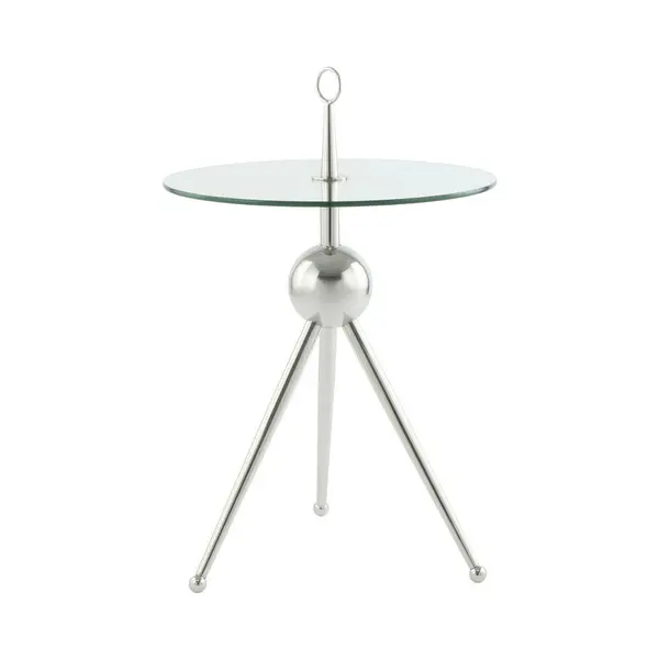 Masă Auxiliară din metal, sticlă, 46/46/52 cm