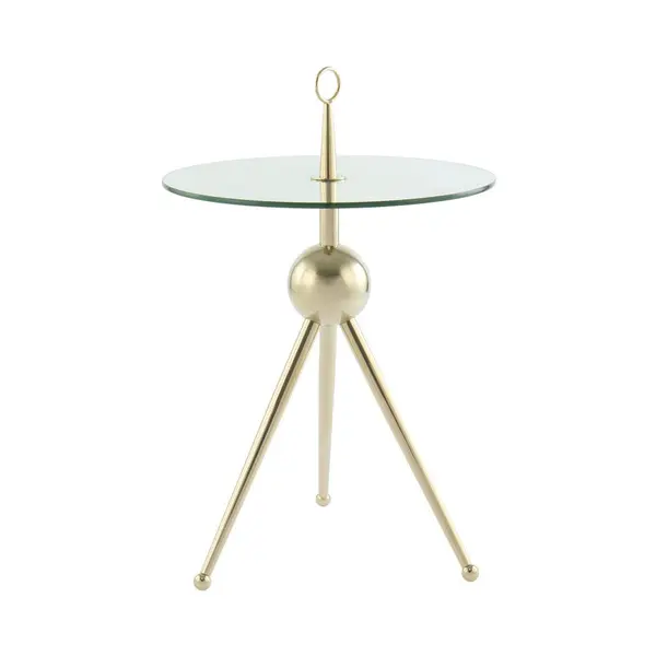 Masă Auxiliară din metal, sticlă, 46/46/52 cm