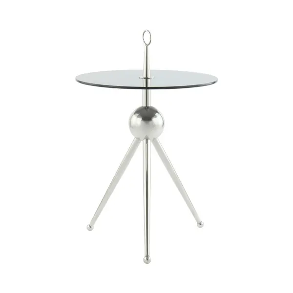 Masă Auxiliară din metal, sticlă, 46/46/52 cm