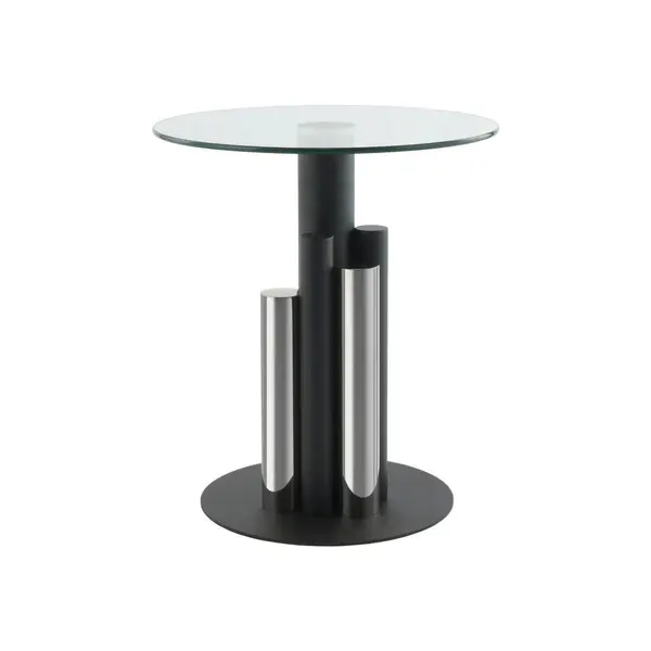 Masă Auxiliară din metal, sticlă, 46/46/52 cm