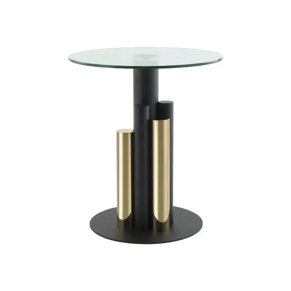 Masă Auxiliară din metal, sticlă, 46/46/52 cm