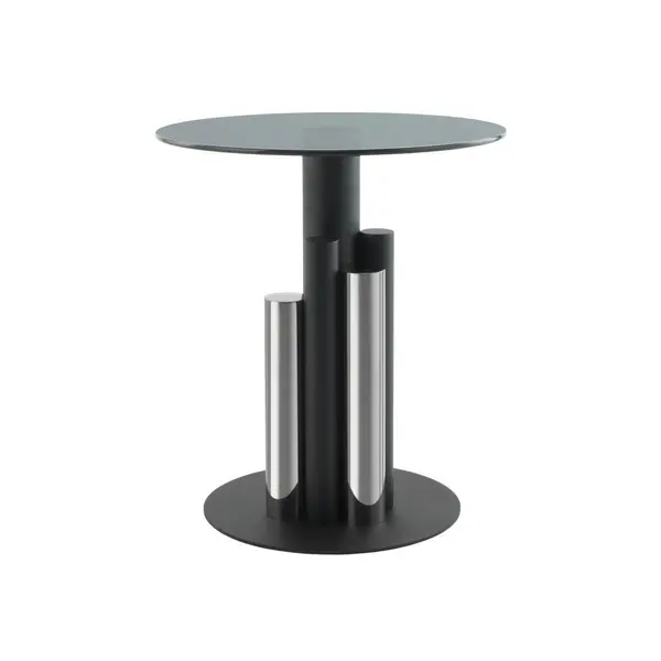 Masă Auxiliară din metal, sticlă, 46/46/52 cm