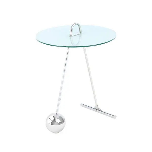 Masă Auxiliară din metal, sticlă, 46/46/60 cm
