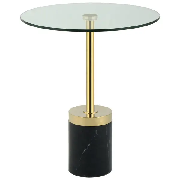 Masă Auxiliară din metal, sticlă, piatră, 46/46/53 cm