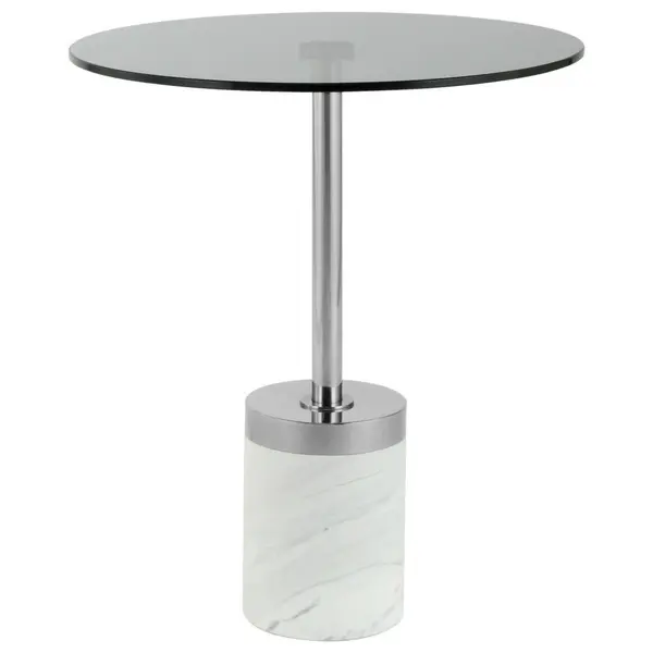 Masă Auxiliară din metal, sticlă, piatră, 46/46/53 cm