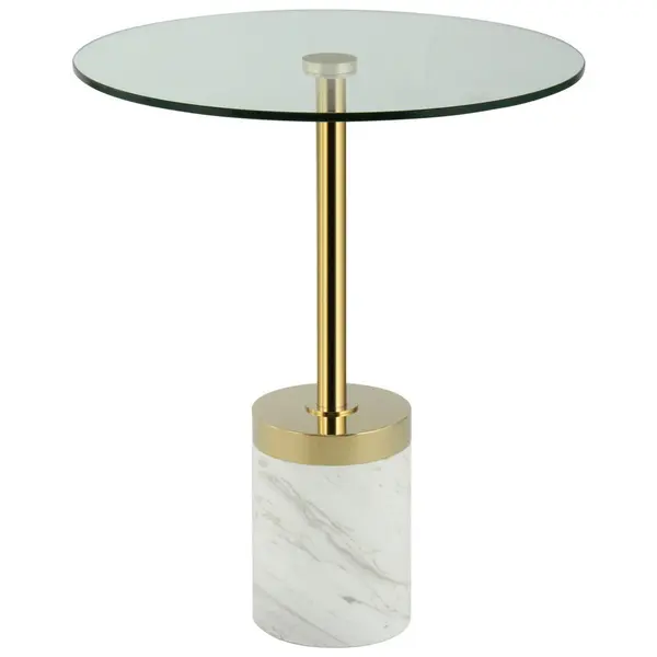 Masă Auxiliară din metal, sticlă, piatră, 46/46/53 cm
