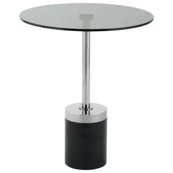 Masă Auxiliară din metal, sticlă, piatră, 46/46/53 cm