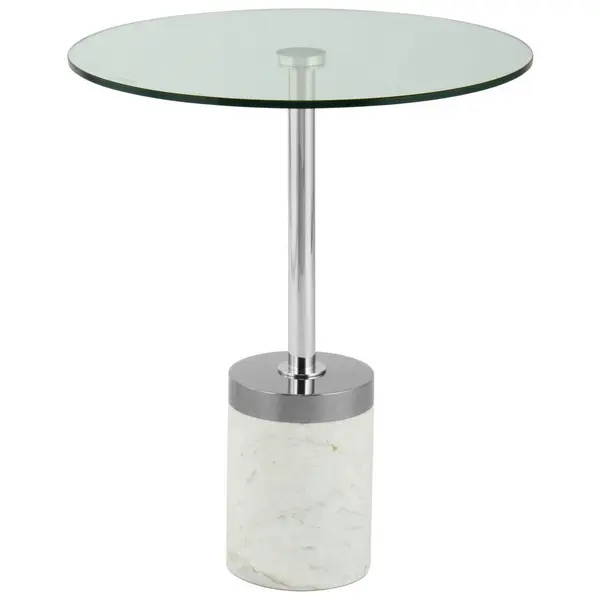 Masă Auxiliară din metal, sticlă, piatră, 46/46/53 cm