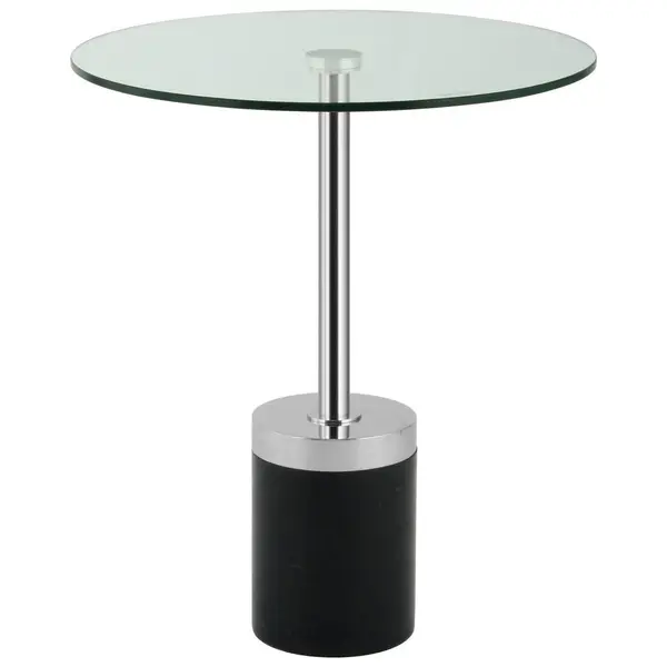 Masă Auxiliară din metal, sticlă, piatră, 46/46/53 cm
