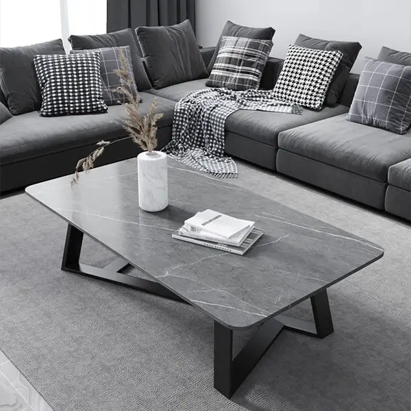 Masa cafea pentru living room, blat MDF, picioare metal in X