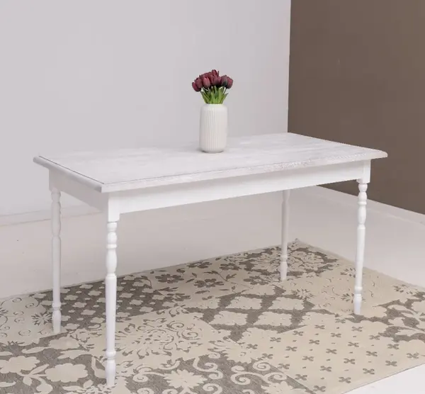 Masa cu picioare strunjite, dim. 140x70x78 - Culoare Top_P080 - Culoare Corp_P004 - DUBLU COLOR cu finisaj Deep Brushed (Top plate)