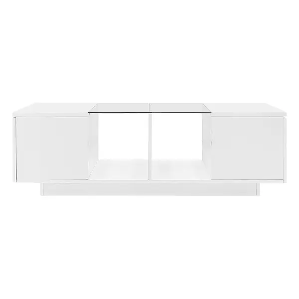 Masă de cafea cu iluminare LED, blat de masă lucios, spațiu generos de depozitare, 120x50x38,5 cm, Alb