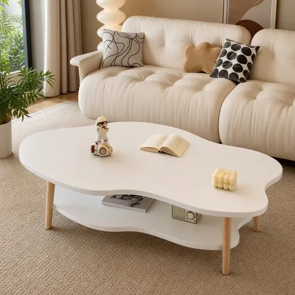 Masa de Cafea in Forma de Nor Cloud Table 2 Nivele 100cm Alb Design Modern
