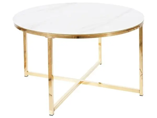 Masa de cafea Salma marmura alba/auriu - H45 cm