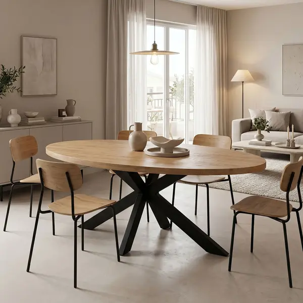 Masa de dining, Jenma, Negru, 100x200x76 cm