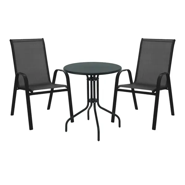 Masa de dining Vergo-Calan din metal, neagra, D60x70 cm