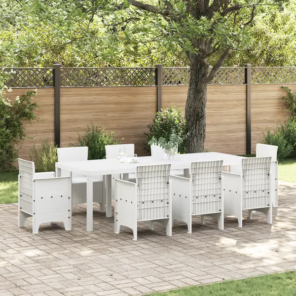 Masa de gradina Gossi alb 250x100x73 cm poli rattan, masa de gradina Gossi alb 100x100x73 cm poli rattan, masa de gradina Gossi alb 150x100x73 cm poli rattan