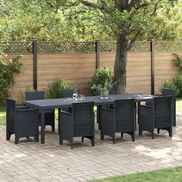 Masa de gradina Gossi antracit 300x100x73 cm poly rattan, masa de gradina Gossi antracit 150x100x73 cm poly rattan