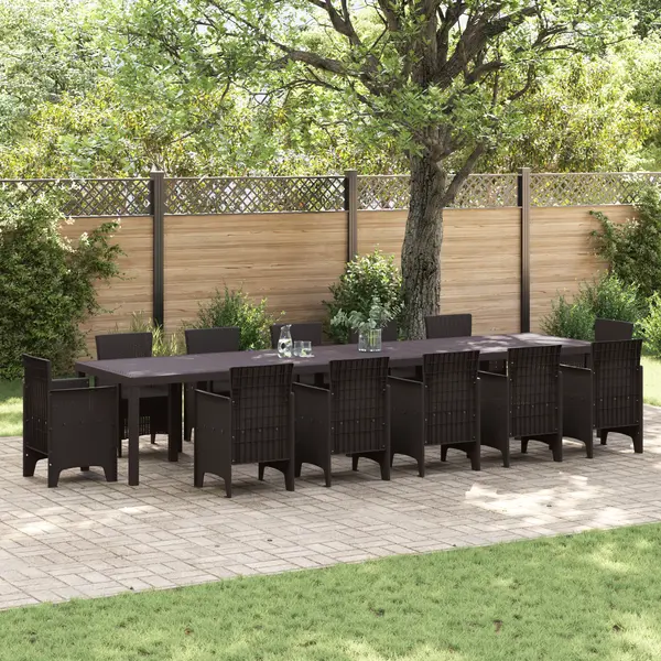Masa de gradina Gossi maro 400x100x73 cm poly rattan, masa de gradina Gossi maro 250x100x73 cm poly rattan, masa de gradina Gossi maro 150x100x73 cm poly rattan