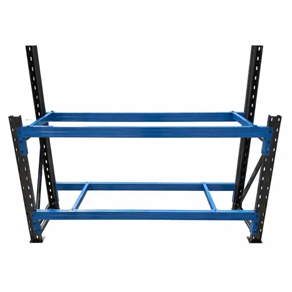 Masă de lucru industrială, cu cadru superior pentru panou, dimensiuni L2000 &times; D600 &times; H1000/1500 mm, capacitate 1000 kg/nivel-Gray & Blue