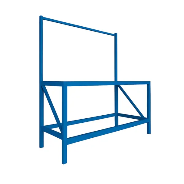 Masă de lucru industrială, cu cadru superior pentru panou, dimensiuni L1000 &times; D600 &times; H1000/1500 mm, capacitate 1000 kg/nivel-Blue