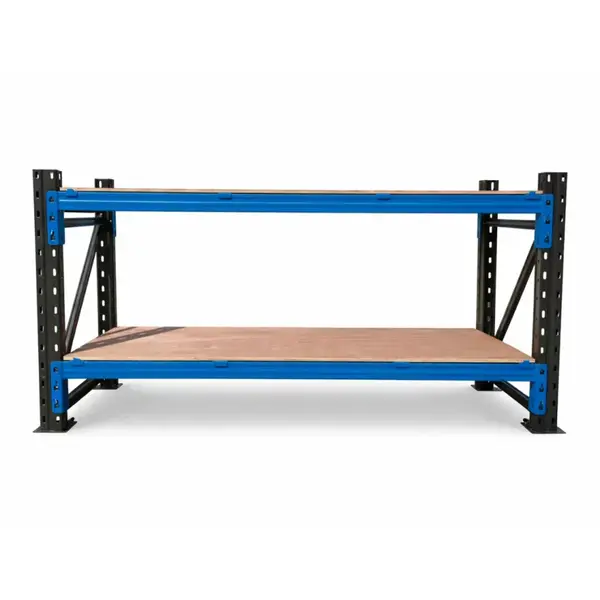 Masa de lucru industriala cu placaj L2000 x D600 x H1000 -1000kg/nivel GRAY & BLUE