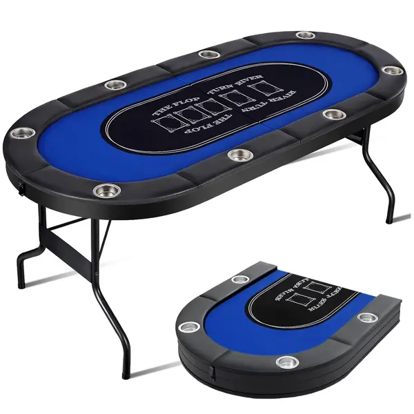 Masa de Poker Pliabila Timebox, 8 Jucatori, Albastru - Default Title