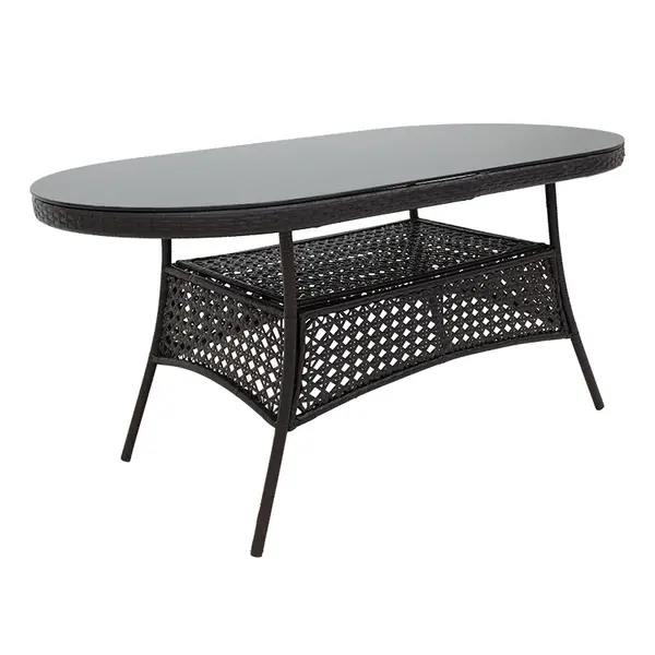 Masa din aluminiu si ratan sintetic, maro, 160x80x77 cm Masă din aluminiu și ratan sintetic, maro, 160x80x77 cm