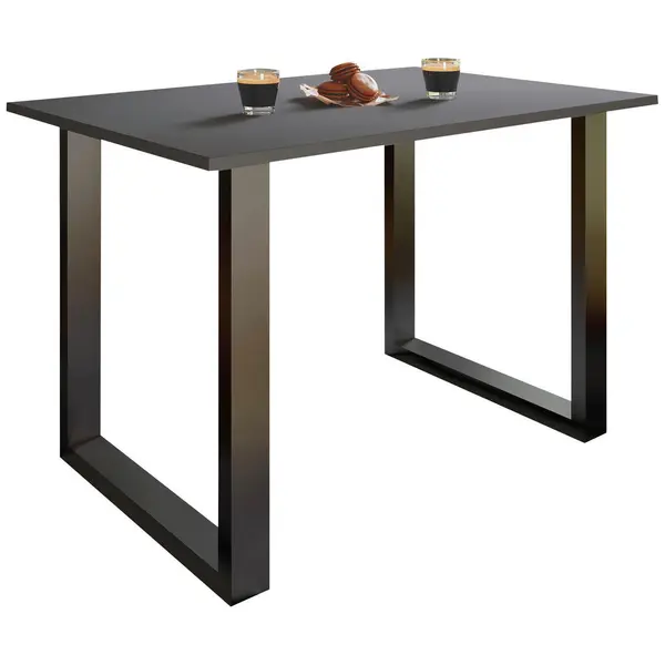 Masă din metal, material pe bază de lemn, 110/50/76 cm,