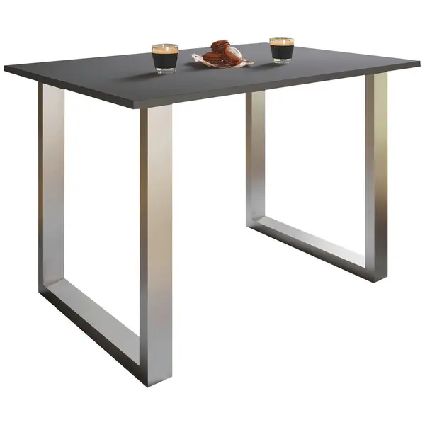 Masă din metal, material pe bază de lemn, 110/80/76 cm,