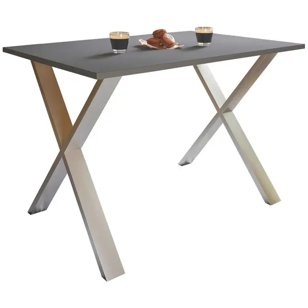 Masă din metal, material pe bază de lemn, 110/80/76 cm,