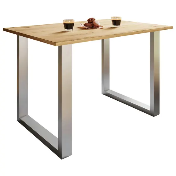 Masă din metal, material pe bază de lemn, 140/80/76 cm,
