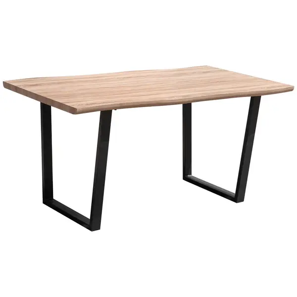 Masă din metal, material pe bază de lemn, 160/90/76 cm,