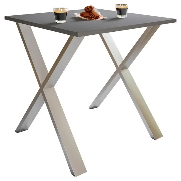 Masă din metal, material pe bază de lemn, 80/80/76 cm,