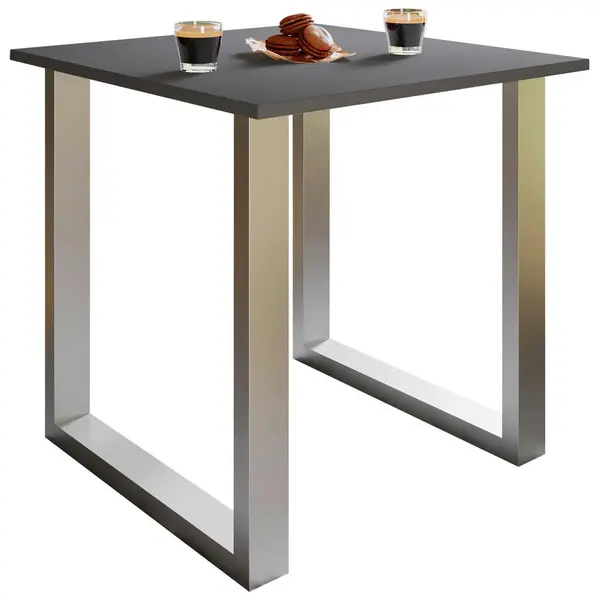 Masă din metal, material pe bază de lemn, 80/80/76 cm,