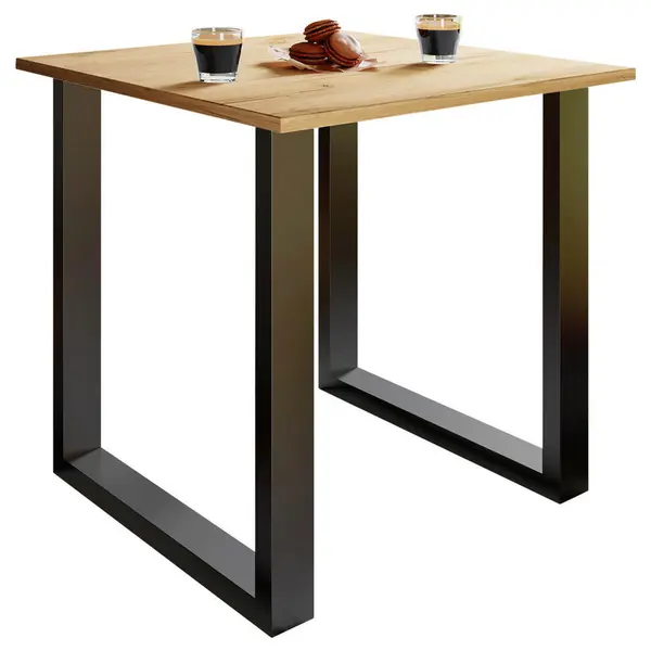 Masă din metal, material pe bază de lemn, 80/80/76 cm,