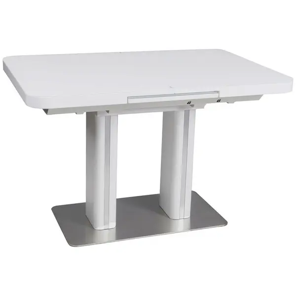 Masă din metal, sticlă, material pe bază de lemn, 120-160/80/76 cm,