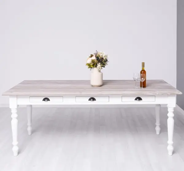 Masa dining 160x90cm cu finisaj White/Dove Grey
