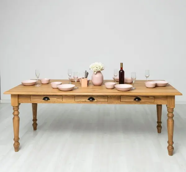 Masa dining 210x90cm, blat stejar cu finisaj Walnut Waxed