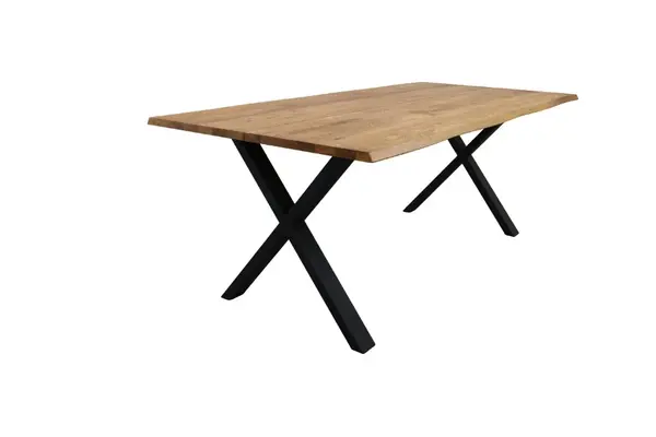 Masa dining AARON din lemn masiv de stejar, 8-12 persoane, stil industrial 240x95x75 cm (10 persoane)