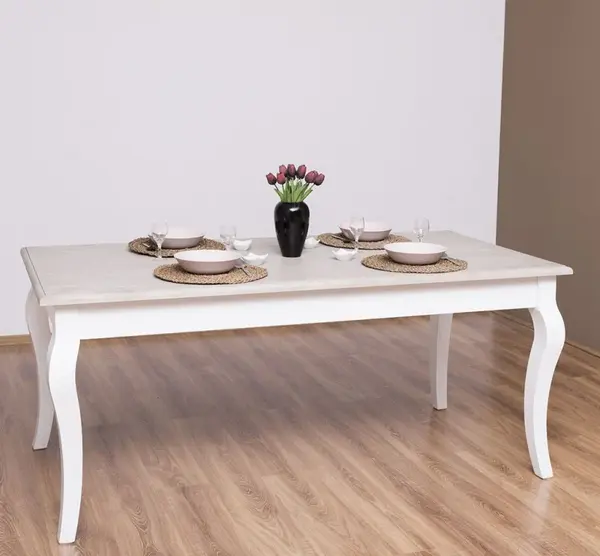 Masa dining cu picioare curbate 160x90x78cm cu finisaj Dublu color